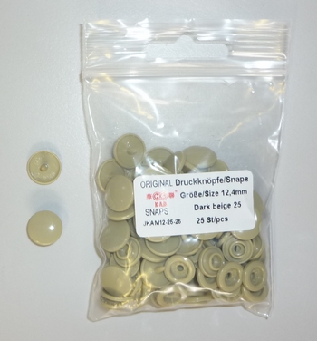 Kamsnapdrukkers 12.4mm (25 stuks), Donkerbeige 25